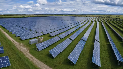Large utility scale solar in a green pasture